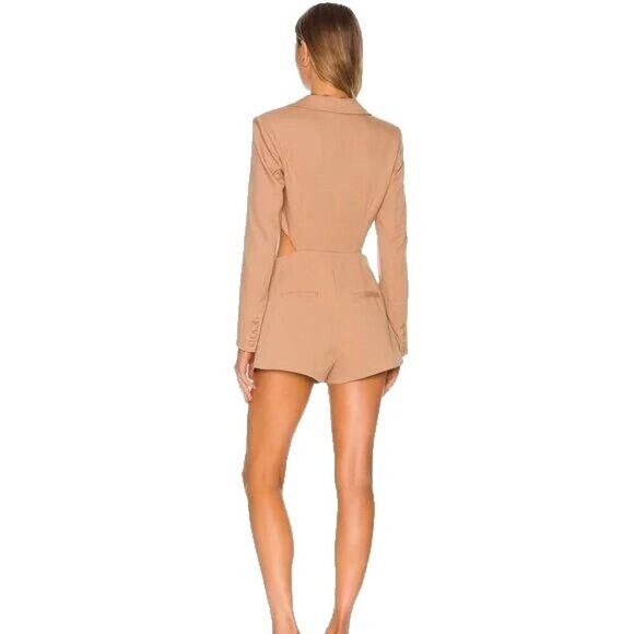 Camila Coelho Genelle Romper in Taupe tan revolve XS A0000331 - Picture 3 of 8